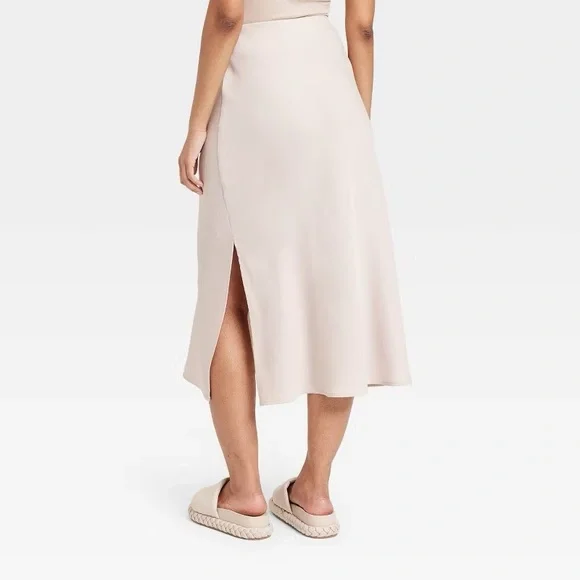 Women's A-Line Midi Slip Skirt - A New Day in Champagne NWOT - Picture 2 of 4